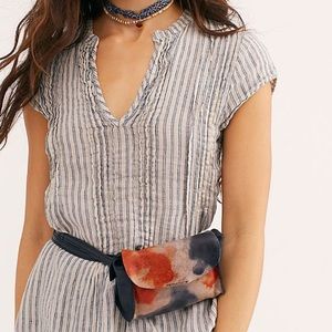 Tie die mixed material belt bag